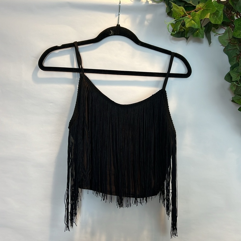 Love J Fringed Blaxk Crop Top ๐ - Picture 4 of 6